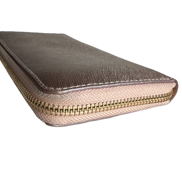 Tory Burch Robinson Continental Large Accordion Zip Wallet Rose Gold Shiny - Picture 6 of 14